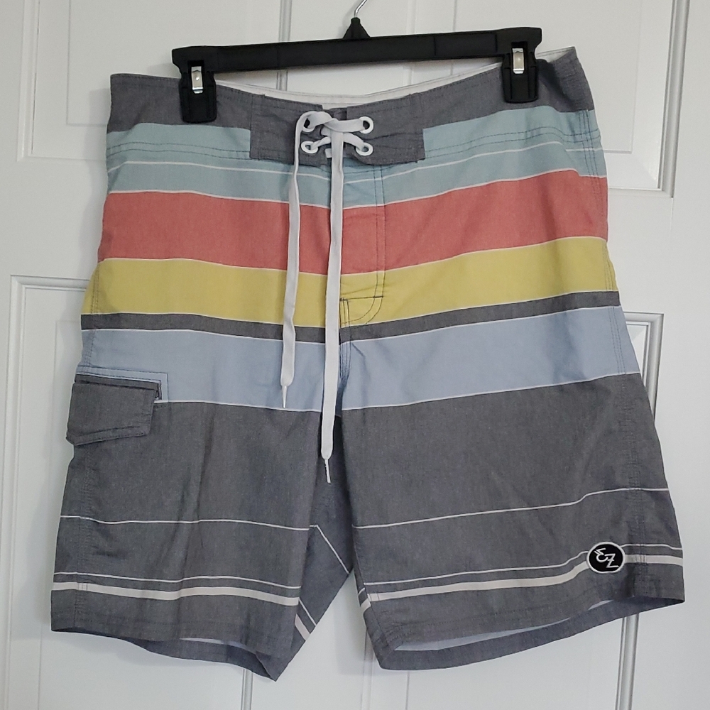 Ezekiel Men's Striped Board Shorts - Multicolor Sz 30